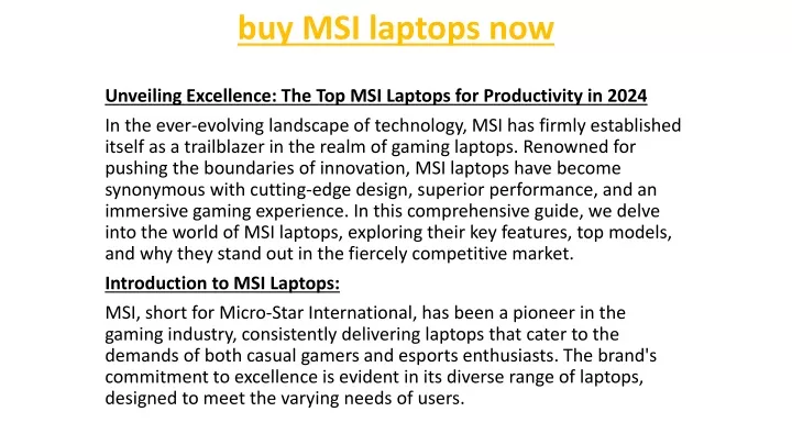 buy msi laptops now