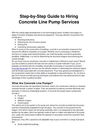 Step-by-Step Guide to Hiring Concrete Line Pump Services