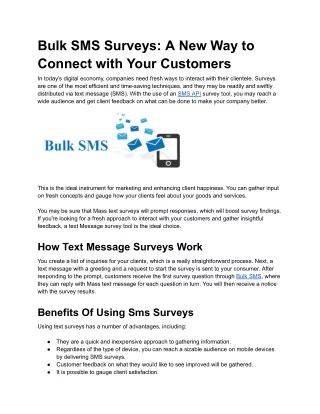 Bulk SMS Surveys: A New Way to Connect with Your Customers