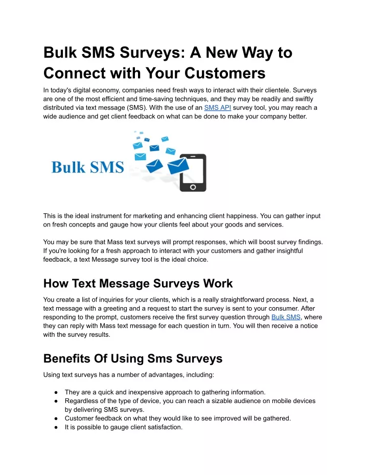 bulk sms surveys a new way to connect with your