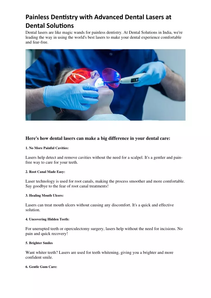 painless dentistry with advanced dental lasers