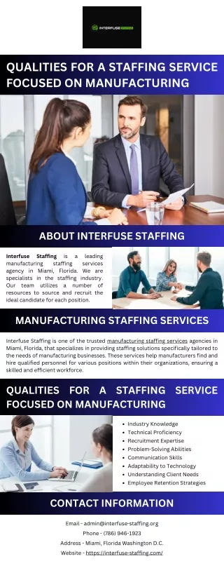 Qualities for a Staffing Service Focused on Manufacturing