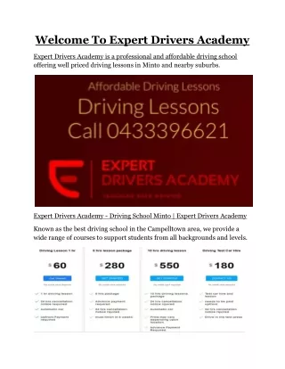 welcome to expert drivers academy