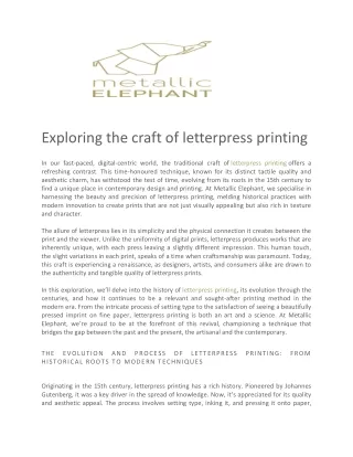 exploring the craft of letterpress printing