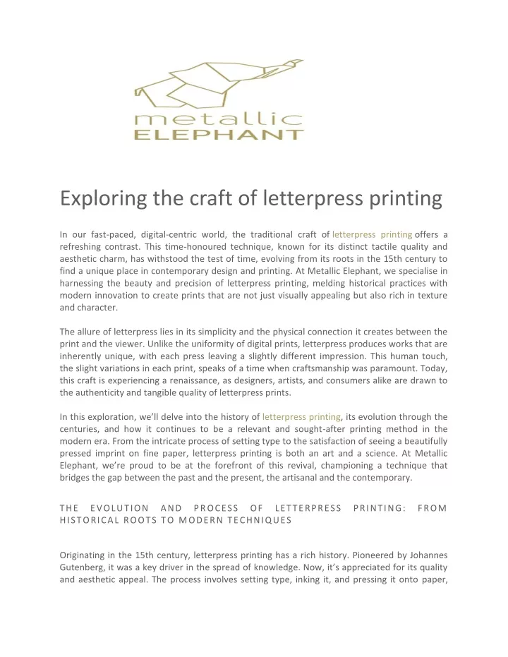 exploring the craft of letterpress printing