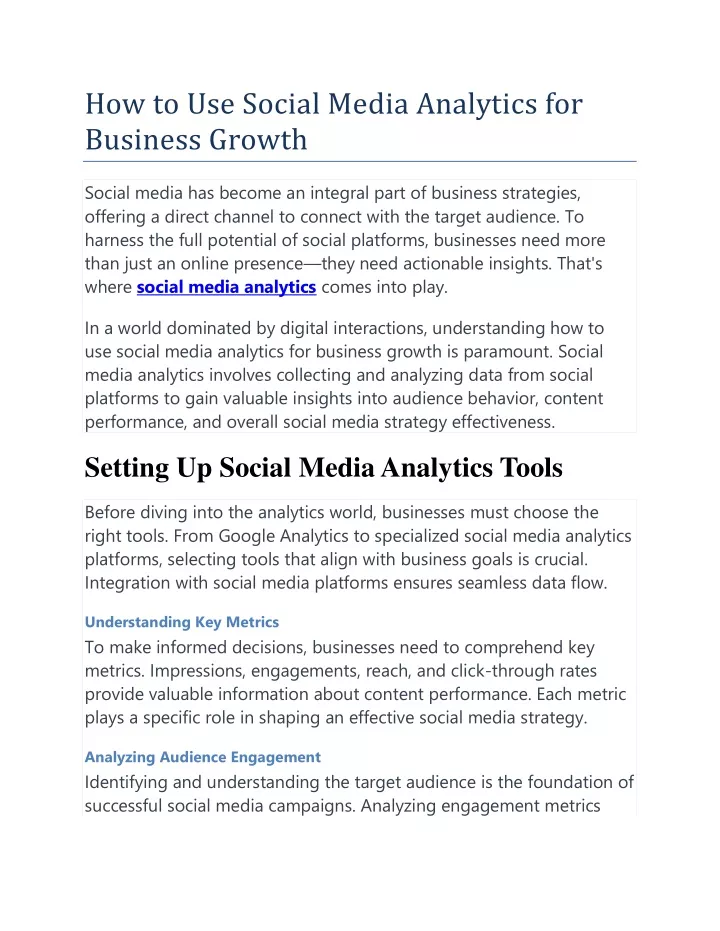how to use social media analytics for business