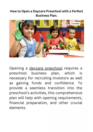 How to Open a Daycare Preschool with a Perfect Business Plan.