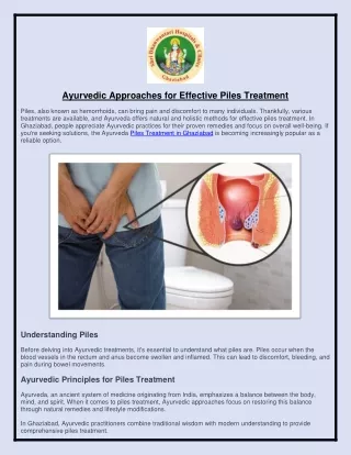 Ayurvedic Approaches for Effective Piles Treatment