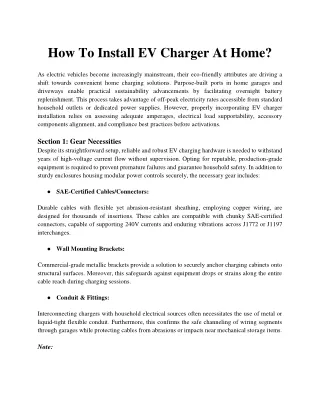 How to Install EV Charger at Home