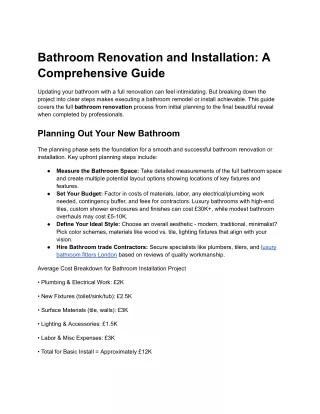 Bathroom Renovation and Installation_ A Comprehensive Guide