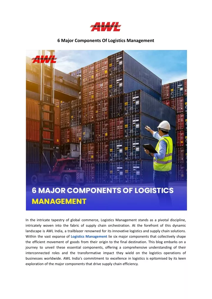 6 major components of logistics management