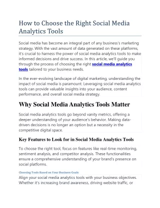 How to Choose the Right Social Media Analytics Tools