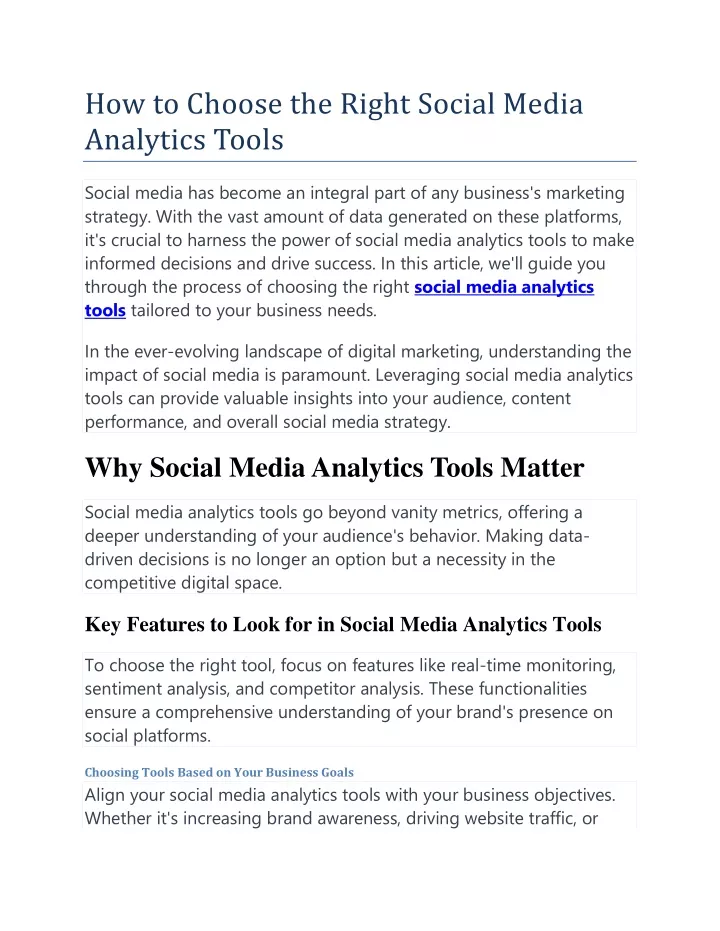 how to choose the right social media analytics