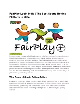 FairPlay Login India _ The Best Sports Betting Platform in 2024 (1)