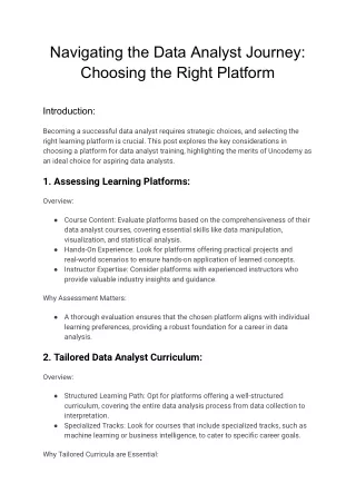 Navigating the Data Analyst Journey_ Choosing the Right Platform - Uncodemy