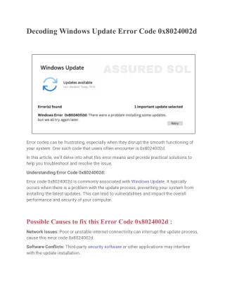 decoding windows update error code 0x8024002d