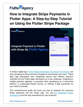 how to integrate stripe payments in flutter apps