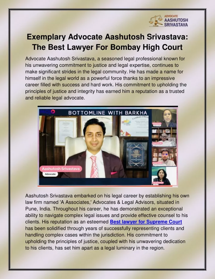 exemplary advocate aashutosh srivastava the best