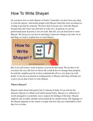 How To Write Shayari