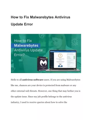 How to Fix Malwarebytes Antivirus Update Error