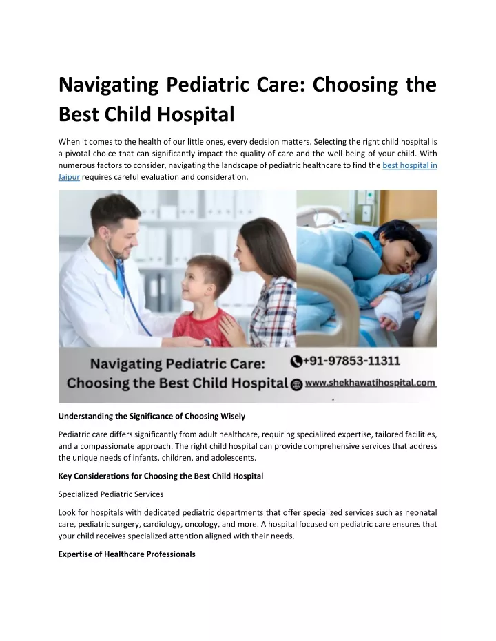 navigating pediatric care choosing the best child