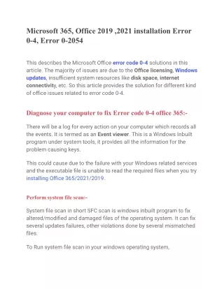 Microsoft 365, Office 2019 ,2021 installation Error 0-4, Error 0-2054