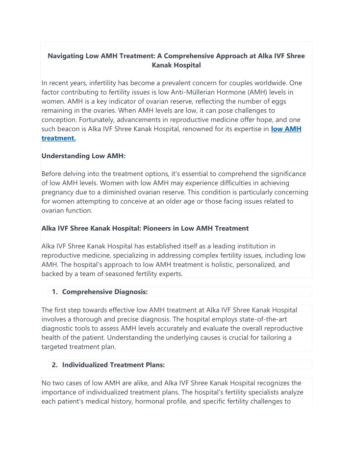 navigating low amh treatment a comprehensive