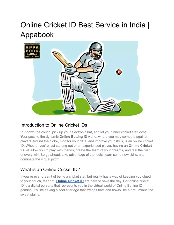 online cricket id best service in india appabook