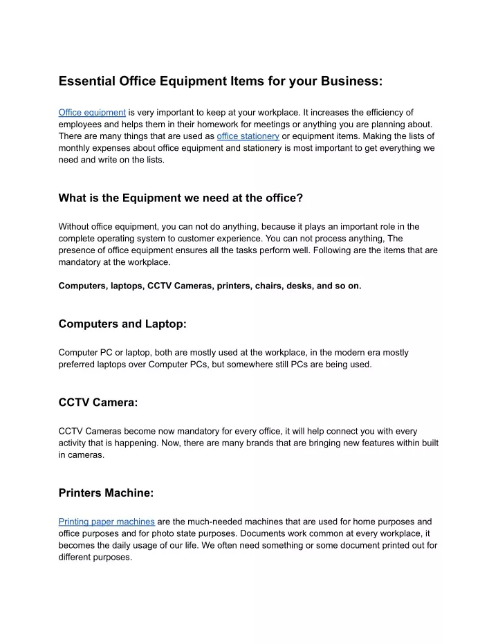 essential office equipment items for your business