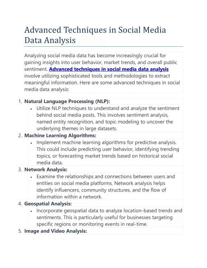 advanced techniques in social media data analysis