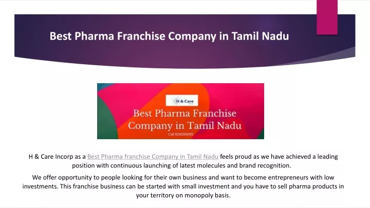 best pharma franchise company in tamil nadu