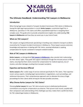The Ultimate Handbook - Understanding TAC Lawyers in Melbourne