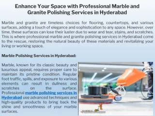 Enhance Your Space with Professional Marble and Granite Polishing Services in Hyderabad