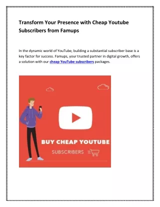 transform your presence with cheap youtube