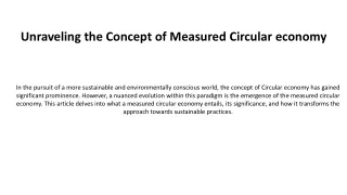 Unraveling the Concept of Measured Circular economy