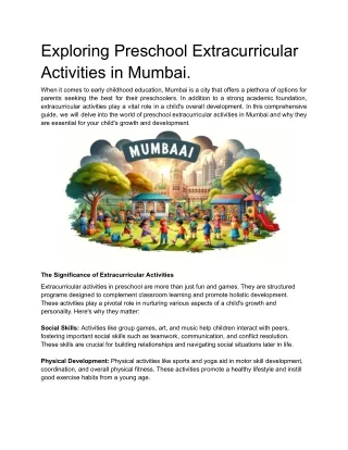 exploring preschool extracurricular activities