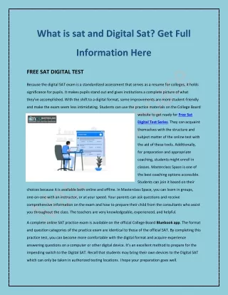 Free Sat Digital Test Series