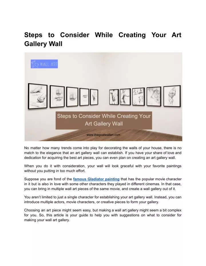 steps to consider while creating your art gallery
