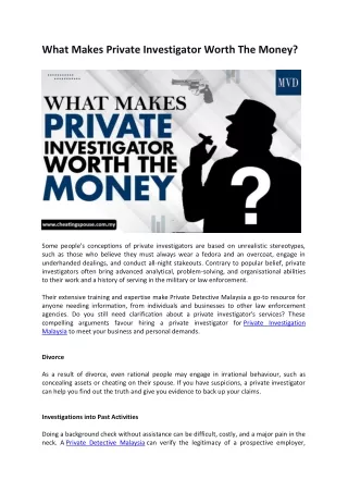 What Makes A Private Investigator Worth The Money