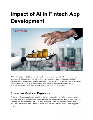 Impact of AI in Fintech App Development