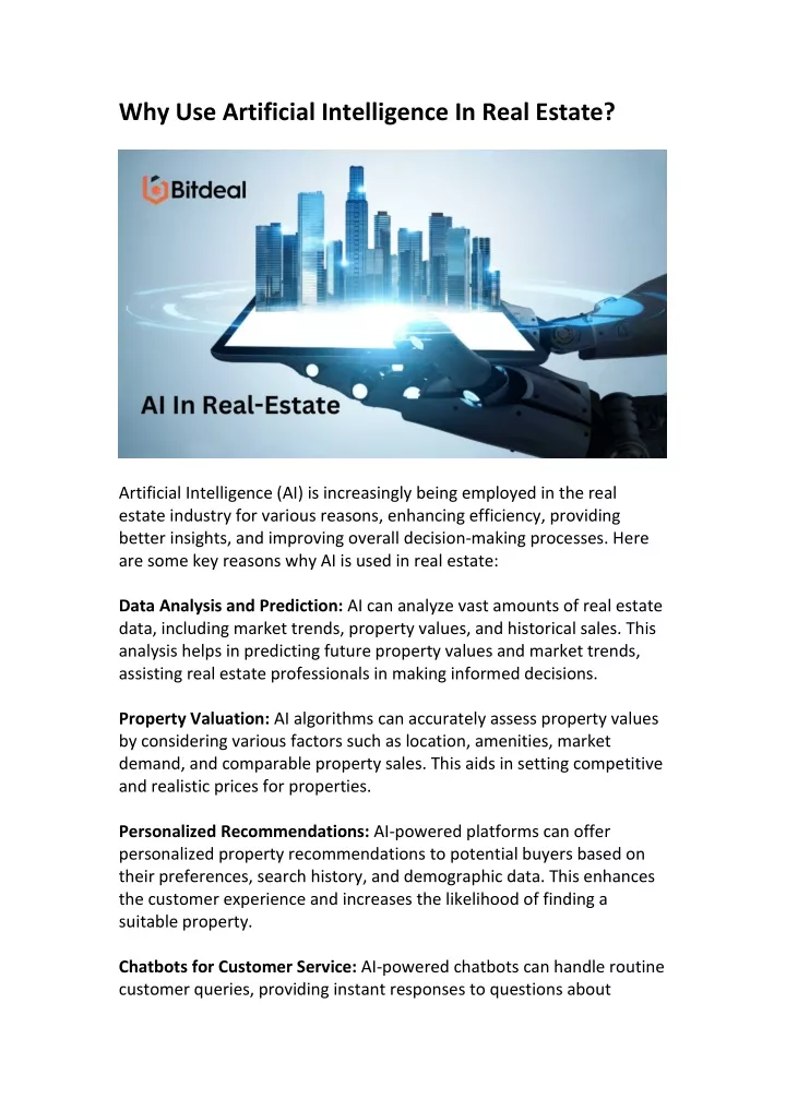 why use artificial intelligence in real estate