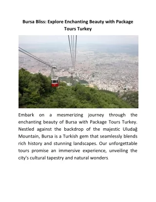 Bursa Bliss Explore Enchanting Beauty with Package Tours Turkey