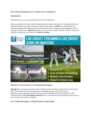 Live Cricket Streaming & Live Cricket Score on Smartcric