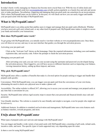 Trigger and Handle Your Prepaid Cards Quickly with MyPrepaidCenter