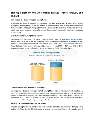 shining a light on the gold mining market trends