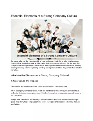 Essential Elements of a Strong Company Culture