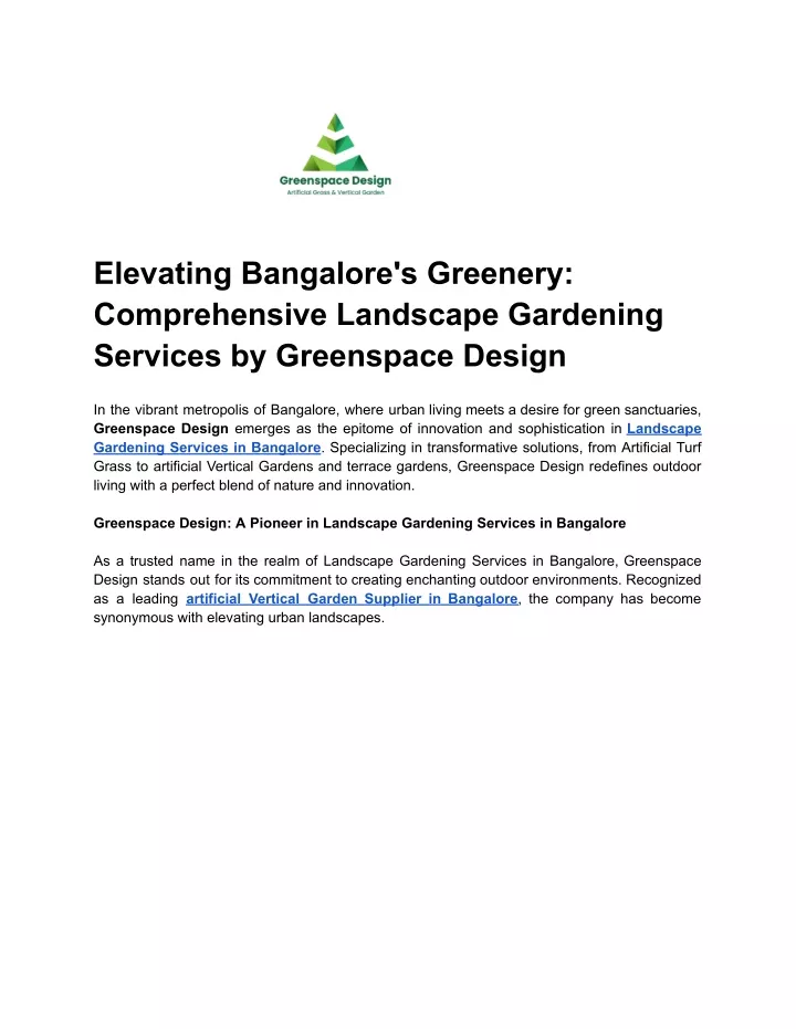 elevating bangalore s greenery comprehensive