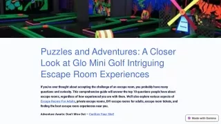 Puzzles and Adventures A Closer Look at Glo Mini Golf Intriguing Escape Room Experiences