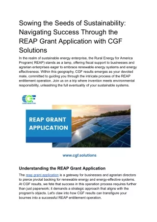Harvesting Sustainability: A Guide to the REAP Grant Application Process