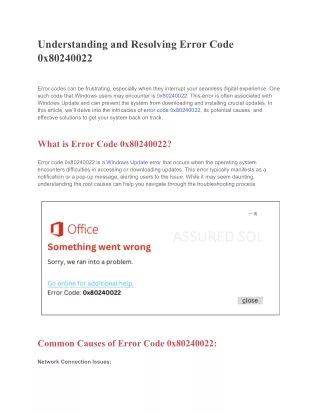 Understanding and Resolving Error Code 0x80240022